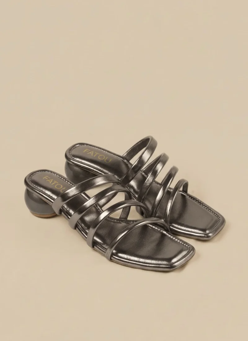 Elegant Gunmetal Strappy Heels - Image 3