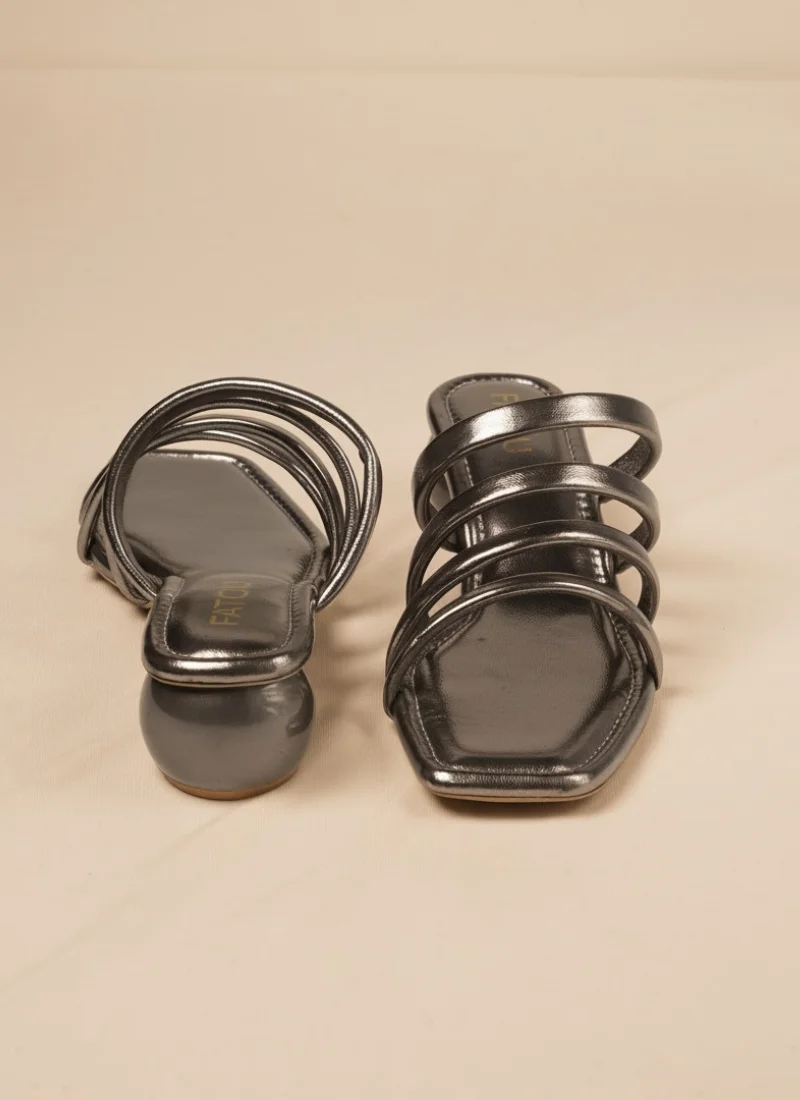 Elegant Gunmetal Strappy Heels - Image 4