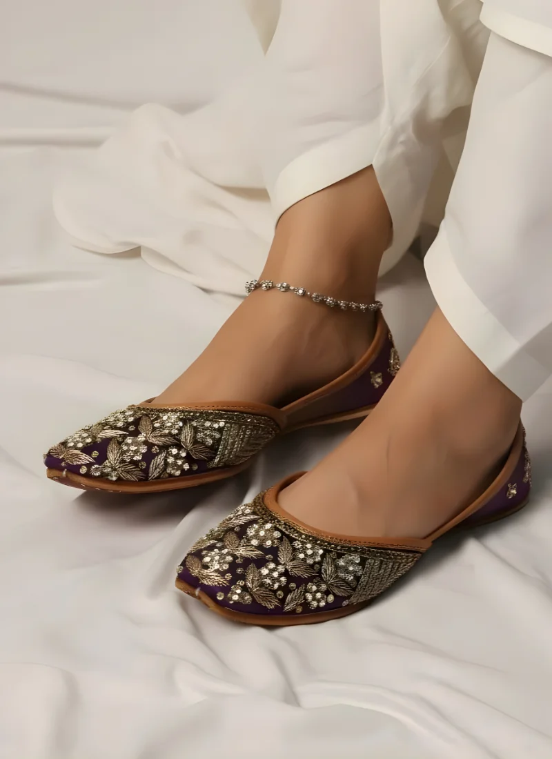 Royal Purple Floral Jutti - Image 5