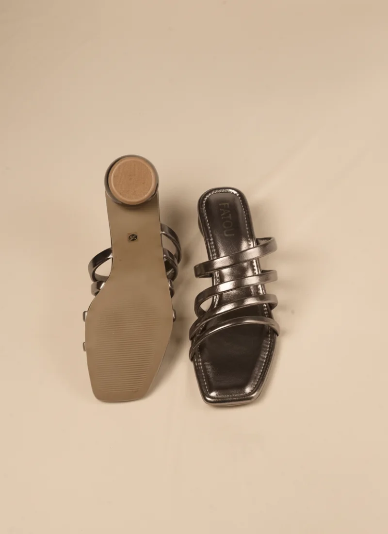 Elegant Gunmetal Strappy Heels - Image 5