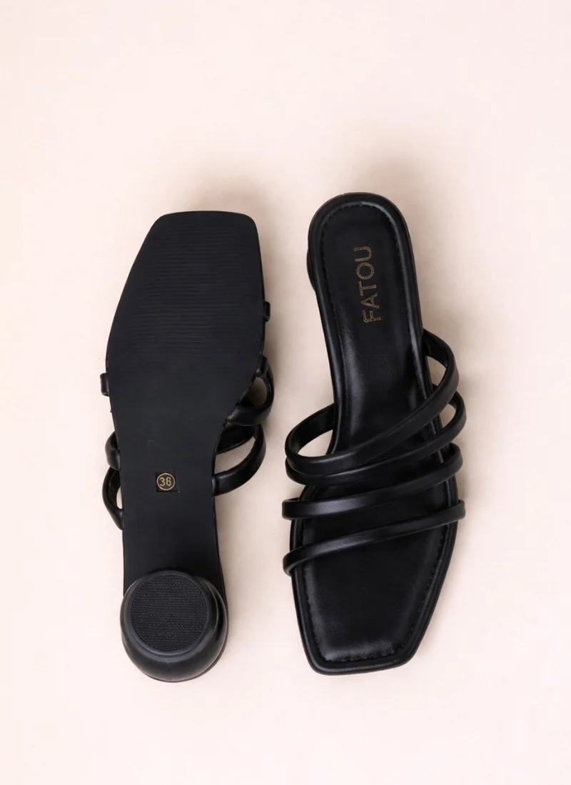 Black Strappy Block Heels - Image 5