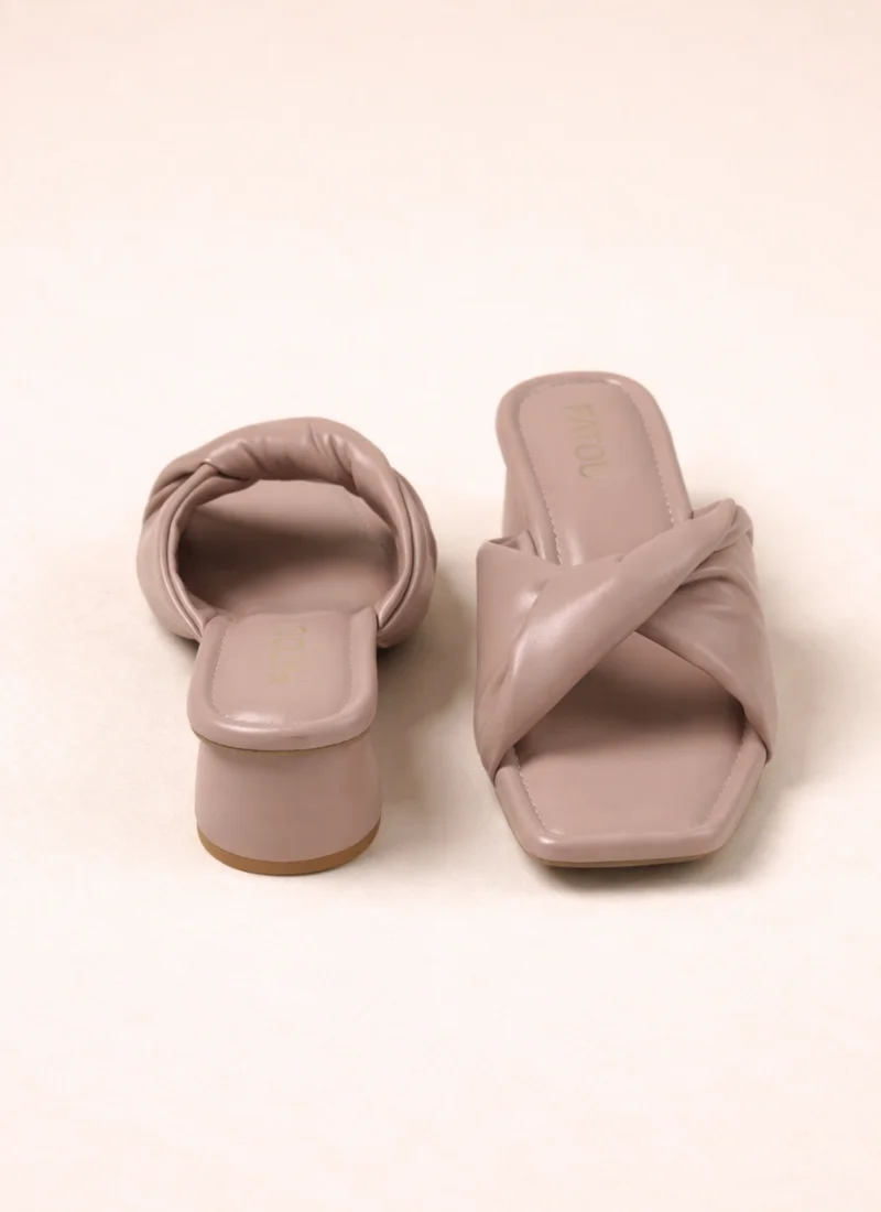 Beige Twisted Block Heels - Image 4