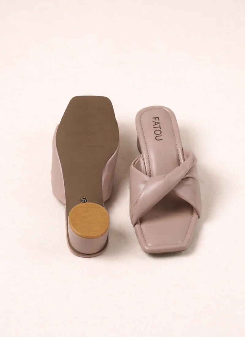 Beige Twisted Block Heels - Image 5