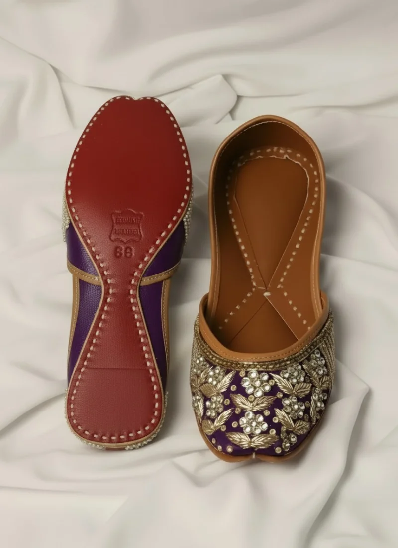 Royal Purple Floral Jutti - Image 4
